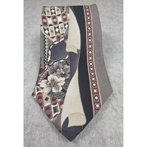 Cellini Linea Vomo 100% Silk NeckTie Floral Made‎ In USA 57x4 TROPICAL
